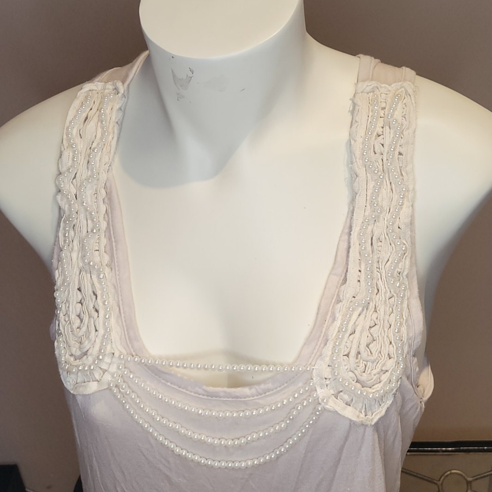 Biege Beaded Tank Top